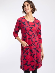 Weird Fish Red Starshine Cotton Printed Jersey Dress - Image 1 of 7