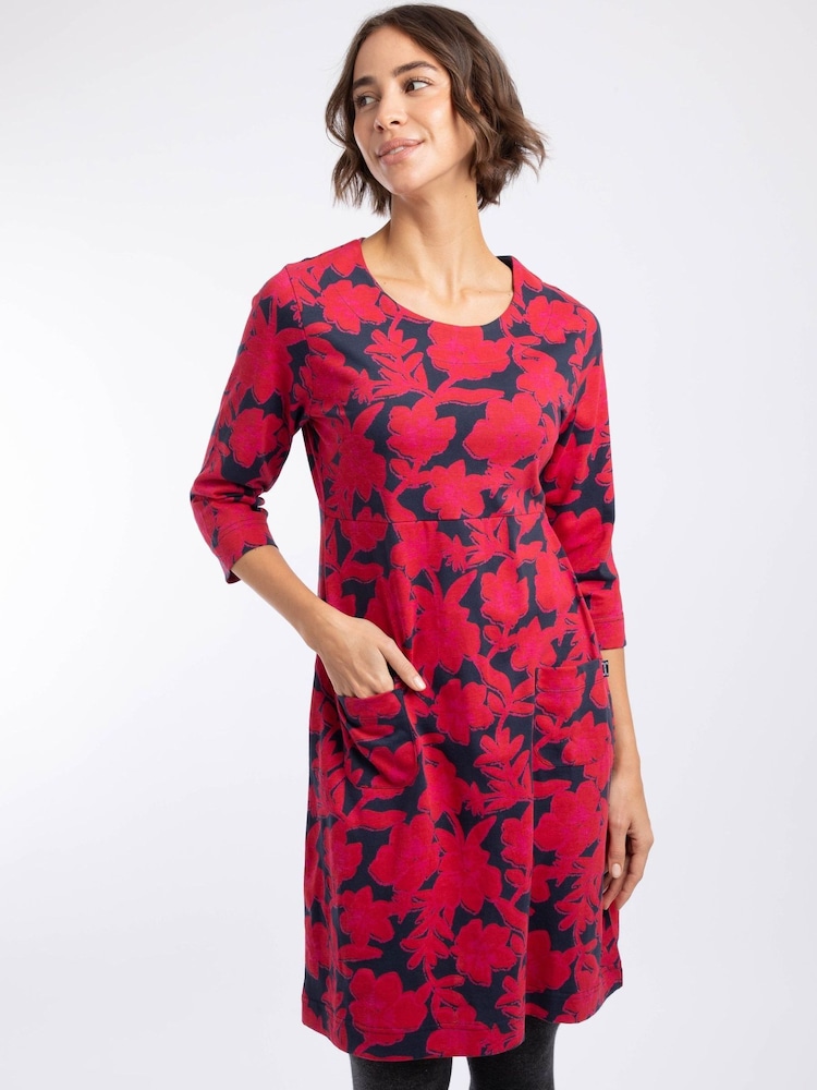 Weird Fish Red Starshine Cotton Printed Jersey Dress - Image 1 of 7