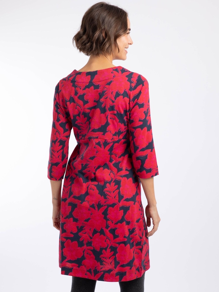 Weird Fish Red Starshine Cotton Printed Jersey Dress - Image 2 of 7