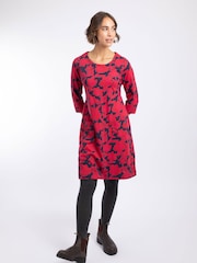 Weird Fish Red Starshine Cotton Printed Jersey Dress - Image 3 of 7