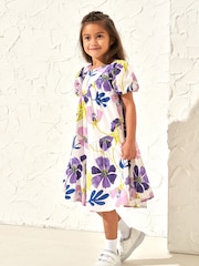 Angel & Rocket Purple Jodie Asymmetric Print Dress - Image 3 of 7