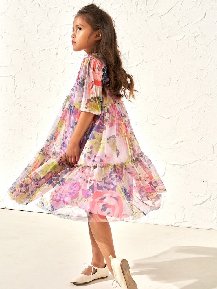 Angel & Rocket Pink Eleanor Print Mesh Dress - Image 2 of 3