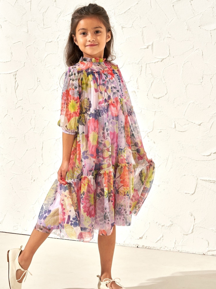 Angel & Rocket Pink Eleanor Print Mesh Dress - Image 3 of 3