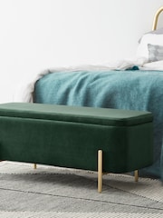 MADE.COM Green Asare Storage Ottoman Bench - Image 1 of 4