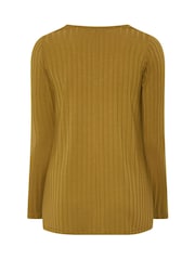 Yours Curve Yellow Plunge Neck Ribbed Swing T-Shirt - Image 6 of 6
