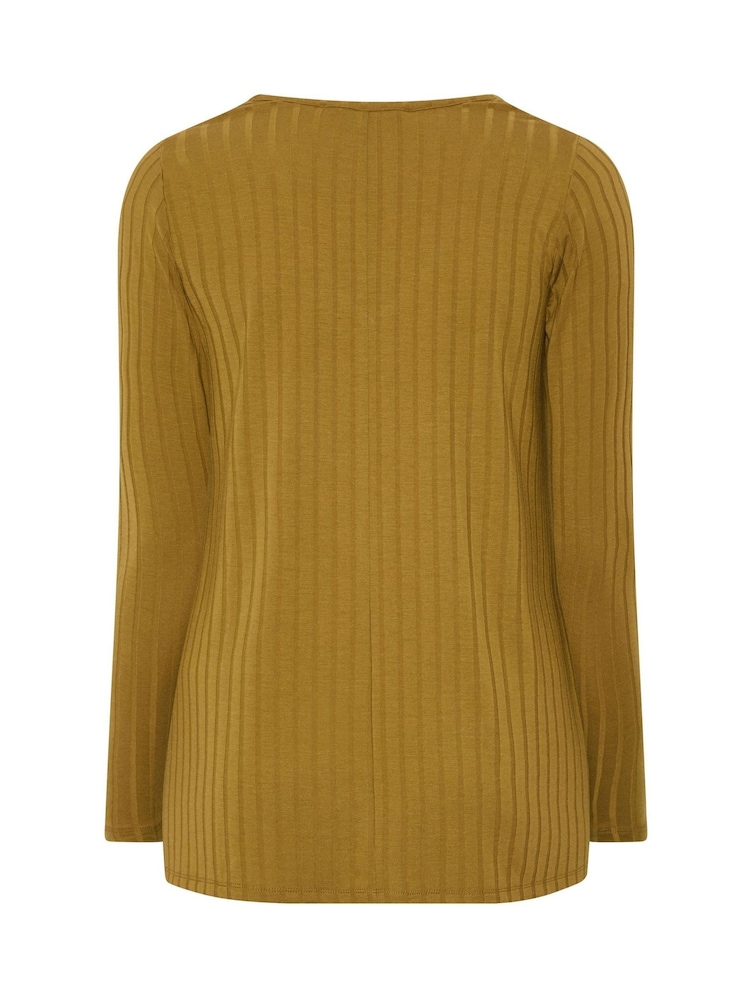 Yours Curve Yellow Plunge Neck Ribbed Swing T-Shirt - Image 6 of 6 Yours Curve Yellow Plunge Neck Ribbed Swing T-Shirt - Image 6 of 6