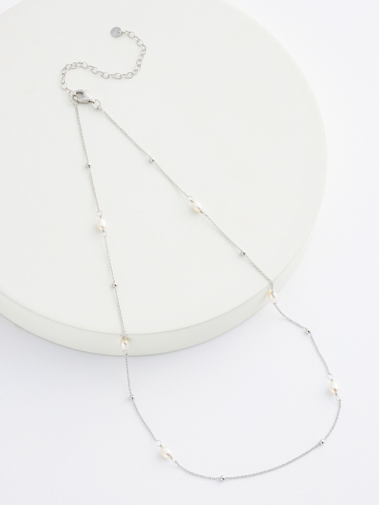 Sterling Silver Delicate Pearl Necklace - Image 3 of 4