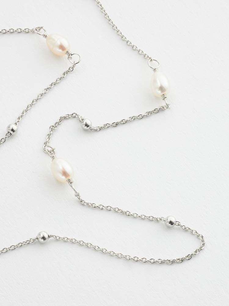 Sterling Silver Delicate Pearl Necklace - Image 4 of 4