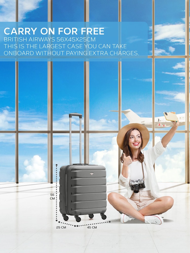 Flight Knight 56x45x25cm EasyJet Overhead 4 Wheel ABS Hard Case Cabin Carry On Hand Luggage - Image 2 of 7 Flight Knight 56x45x25cm EasyJet Overhead 4 Wheel ABS Hard Case Cabin Carry On Hand Luggage - Image 2 of 7
