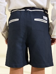 Angel & Rocket Blue Bernard Smart 100% Cotton Textured Shorts - Image 2 of 5