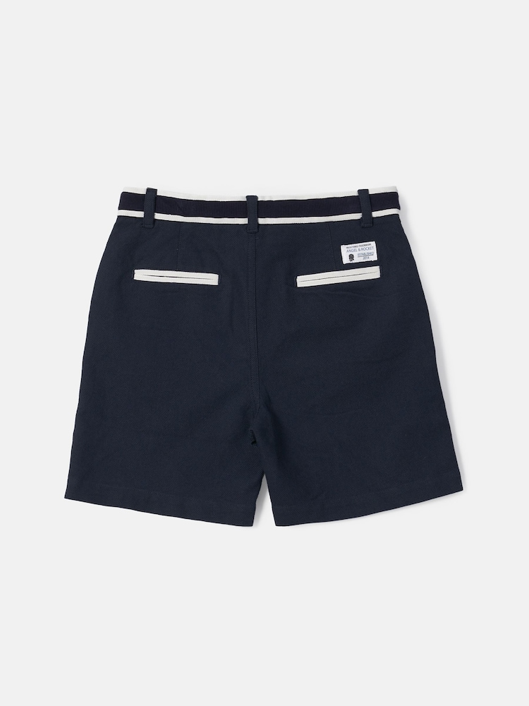 Angel & Rocket Blue Bernard Smart 100% Cotton Textured Shorts - Image 5 of 5