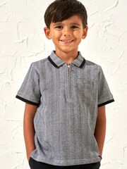 Angel & Rocket Grey Justin Herringbone Smart Polo Shirt - Image 1 of 3