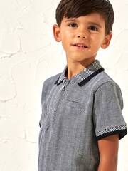 Angel & Rocket Grey Justin Herringbone Smart Polo Shirt - Image 2 of 3