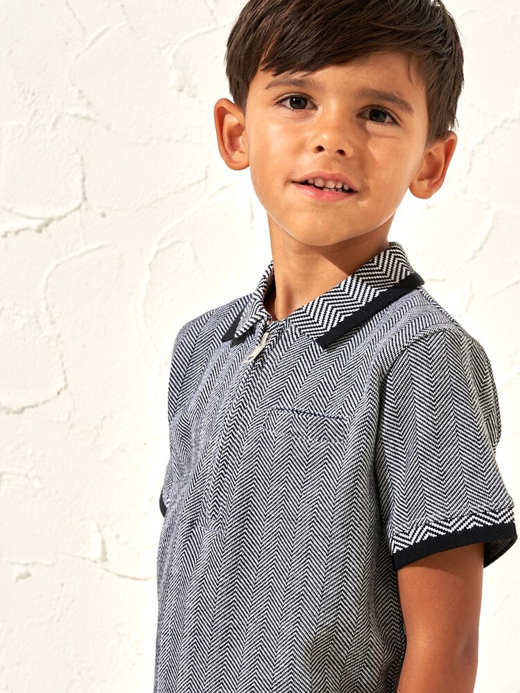 Angel & Rocket Grey Justin Herringbone Smart Polo Shirt - Image 2 of 3