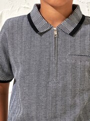Angel & Rocket Grey Justin Herringbone Smart Polo Shirt - Image 3 of 3
