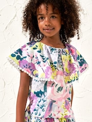 Angel & Rocket Purple Darcy Print Collar 100% Cotton Top - Image 1 of 5