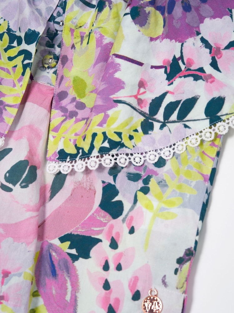 Angel & Rocket Purple Darcy Print Collar 100% Cotton Top - Image 5 of 5