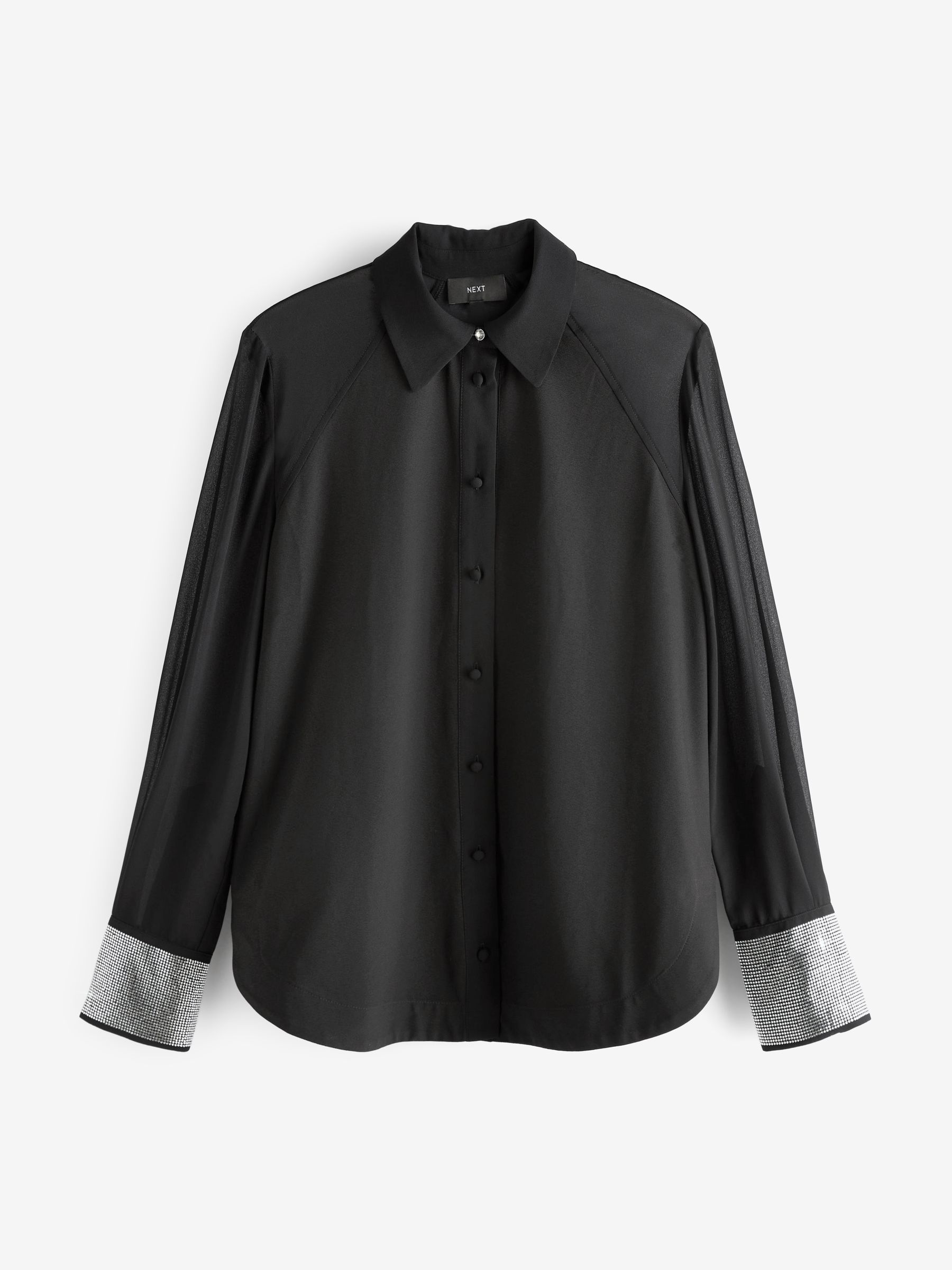 Buy Black Embellished Cuff Detail Button Up Shirt from Next Luxembourg