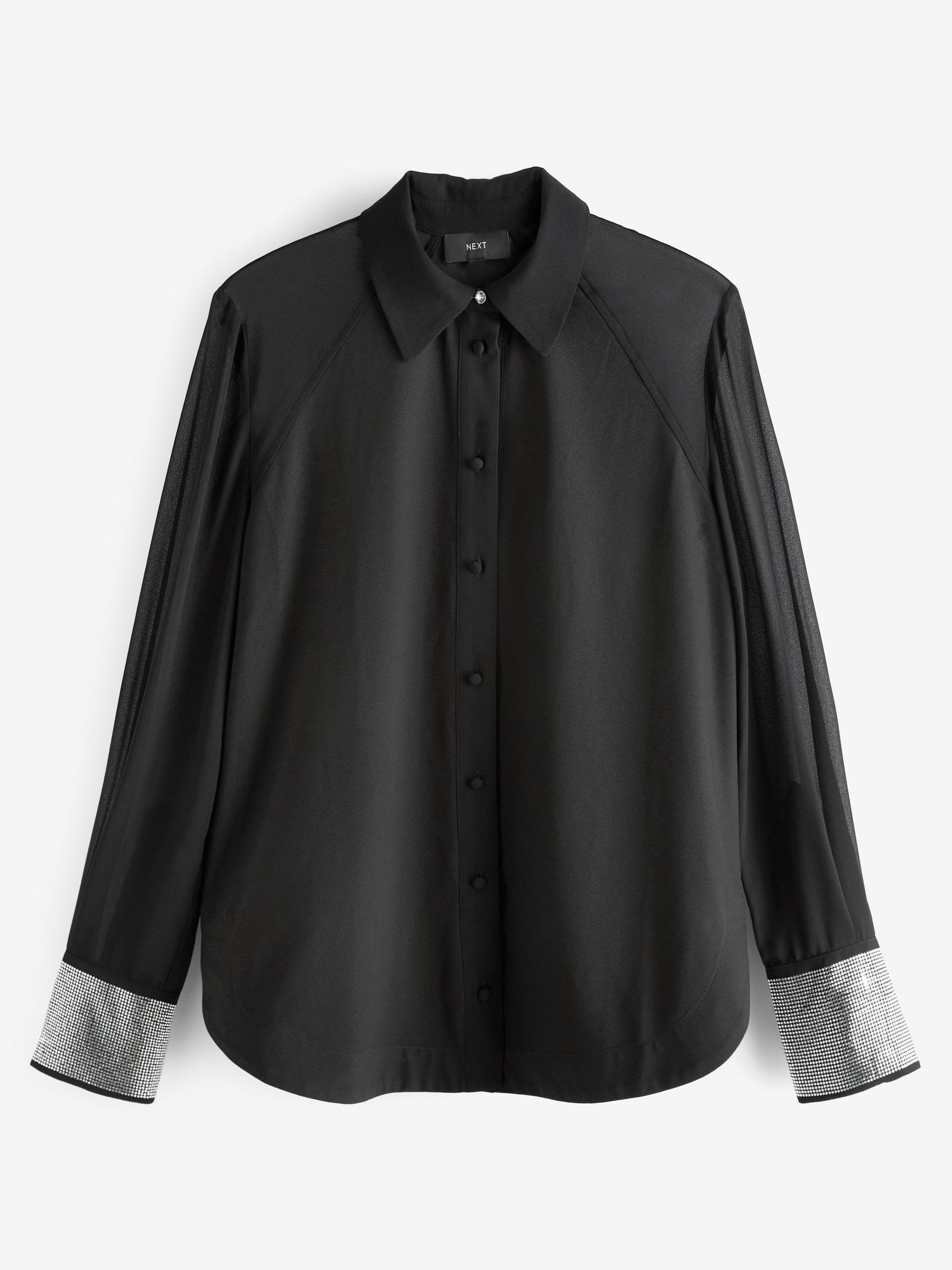 Buy Black Embellished Cuff Detail Button Up Shirt from Next Luxembourg