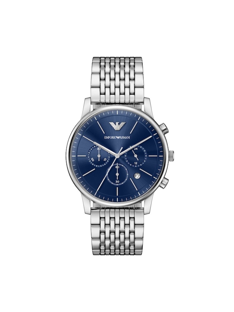 Emporio Armani Silver Chronograph Stainless Steel Watch - Image 1 of 6 Emporio Armani Silver Chronograph Stainless Steel Watch - Image 1 of 6