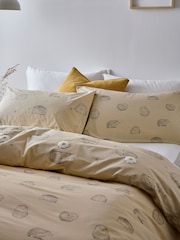 Natural Hedgehog with Tufted Daisies Duvet Cover and Pillowcase Set - Image 3 of 6