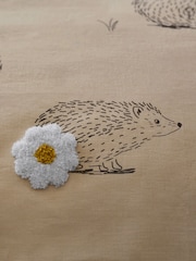 Natural Hedgehog with Tufted Daisies Duvet Cover and Pillowcase Set - Image 5 of 6