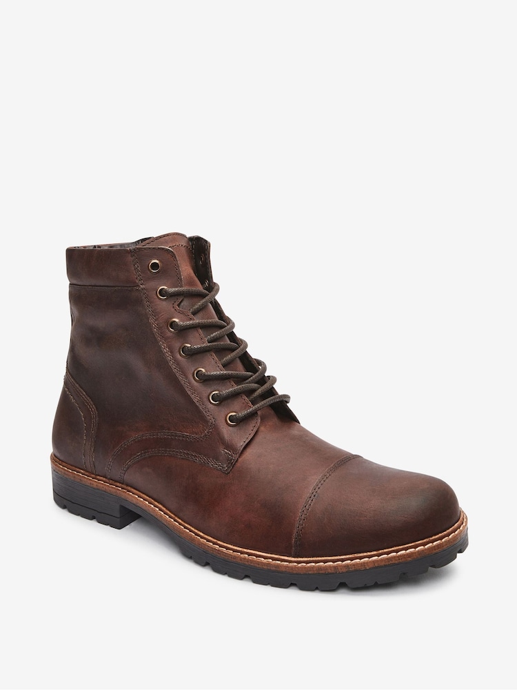 Brown Leather Zip Boots - Image 3 of 5