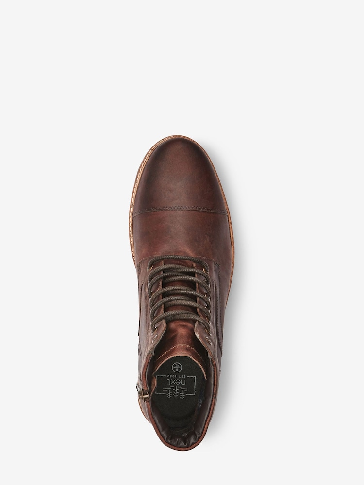 Brown Leather Zip Boots - Image 4 of 5