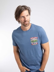 Blau - Weird Fish Dabs Army Artist T-Shirt mit Back-Print - Bild 1 von 4