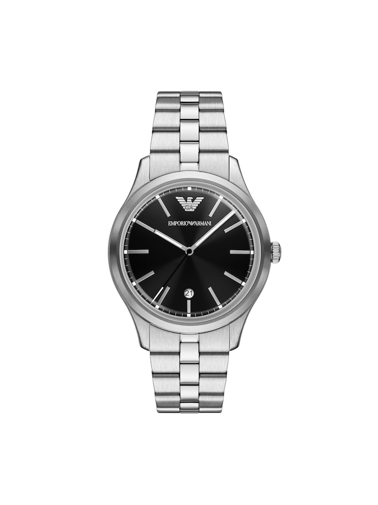 Emporio Armani Silver Tone Three-Hand Stainless Steel Watch - Image 1 of 7 Emporio Armani Silver Tone Three-Hand Stainless Steel Watch - Image 1 of 7