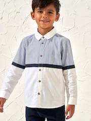 Angel & Rocket Blue Linen Yoke Oxford Shirt - Image 1 of 2