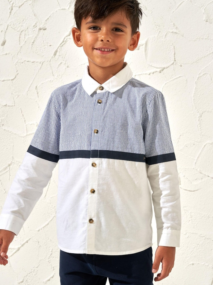 Angel & Rocket Blue Linen Yoke Oxford Shirt - Image 1 of 2