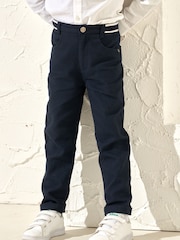 Angel & Rocket Blue Bernard Smart Textured 100% Cotton Trousers - Image 2 of 7