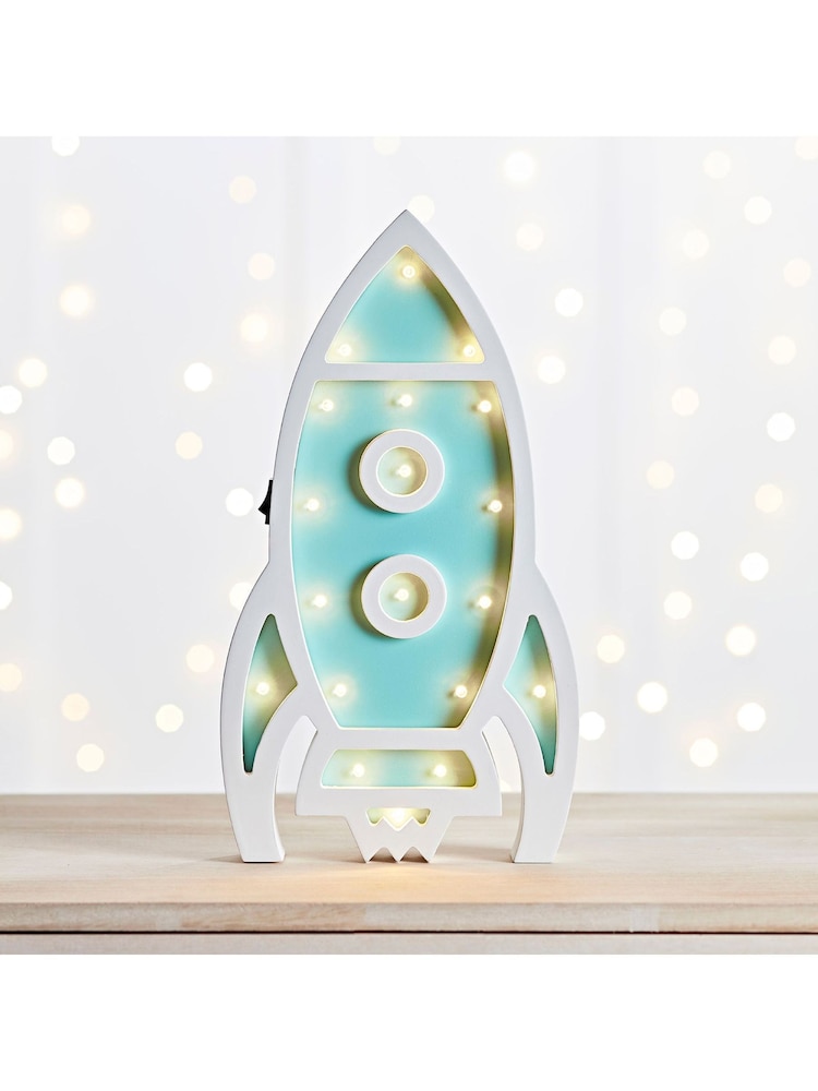 Lights4fun Green Childrens Rocket Night Light - Image 1 of 3