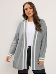 Yours Curve Grey Tipped Cardigan - Image 1 of 6