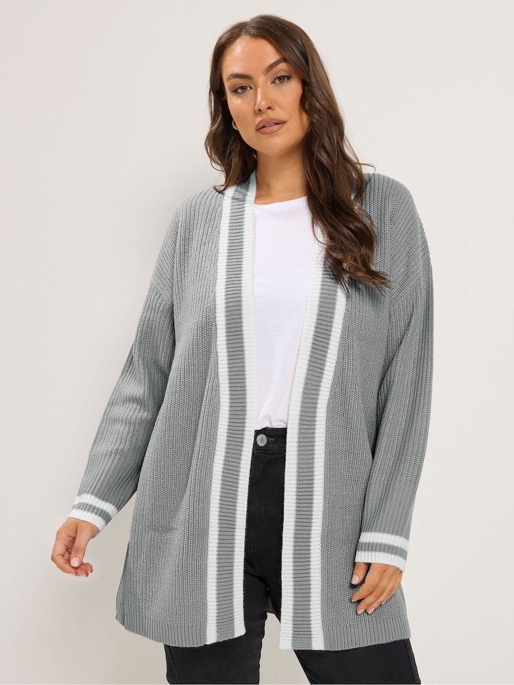 Yours Curve Grey Tipped Cardigan - Image 1 of 6