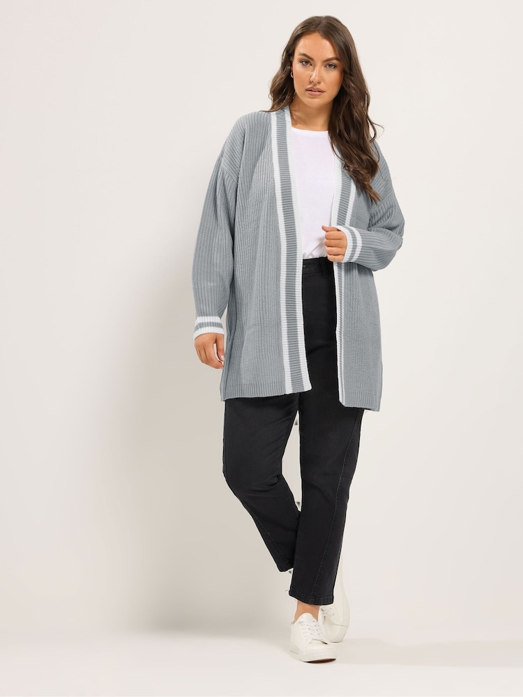 Yours Curve Grey Tipped Cardigan - Image 2 of 6