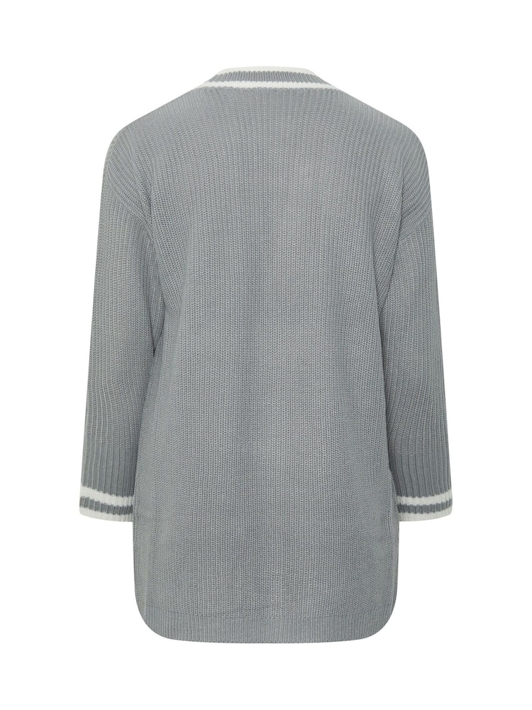 Yours Curve Grey Tipped Cardigan - Image 6 of 6