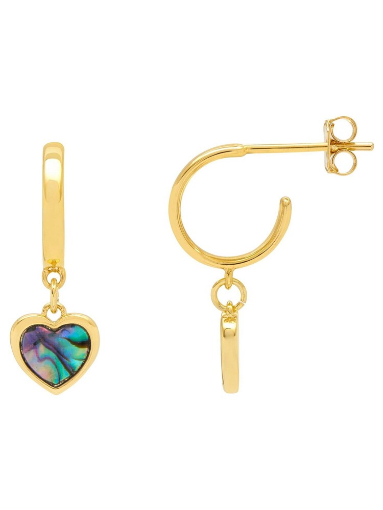 Estella Bartlett Gold Tone Abalone Heart Drop Hoops - Image 1 of 4