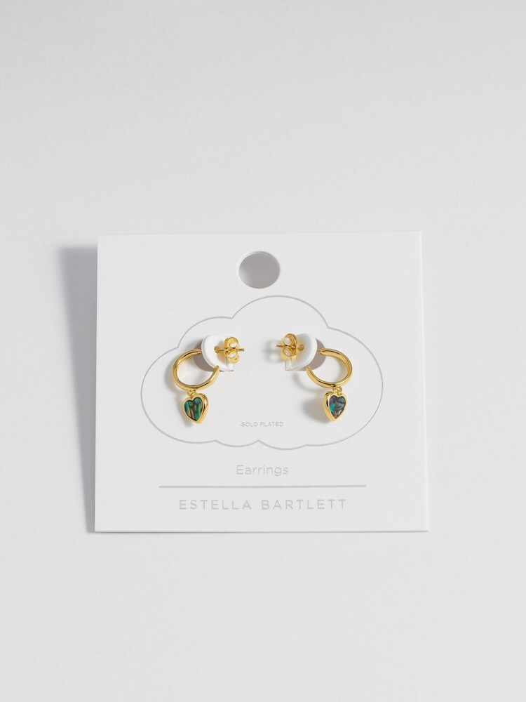Estella Bartlett Gold Tone Abalone Heart Drop Hoops - Image 2 of 4