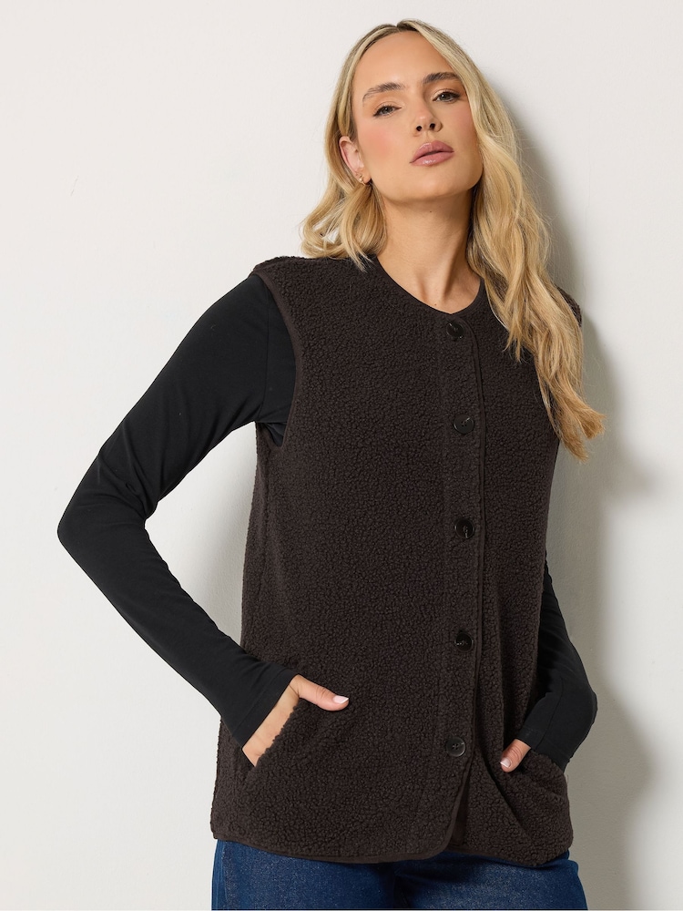 Long Tall Sally Brown Sherpa Gilet - Image 1 of 6