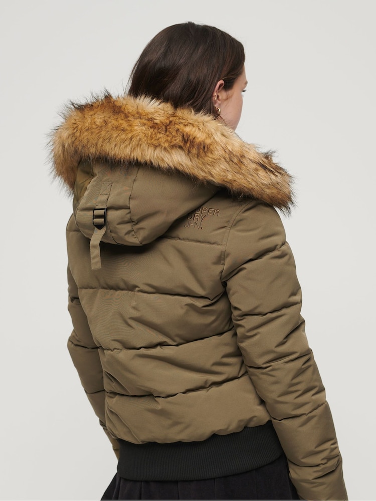 Superdry Green Everest Hooded Puffer Bomber Jacket - Image 2 of 7