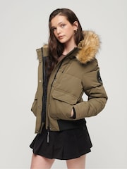 Superdry Green Everest Hooded Puffer Bomber Jacket - Image 3 of 7
