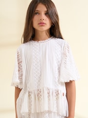 Angel & Rocket Cream Anabelle Cape Lace Top - Image 3 of 8