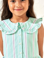 Angel & Rocket Light Green Jessie Stripe Button Through Dress - Image 3 of 6