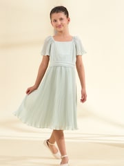 Angel & Rocket Green Pleated Ballerina Occasion Bow Dress - Image 1 of 6