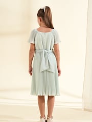 Angel & Rocket Green Pleated Ballerina Occasion Bow Dress - Image 2 of 6