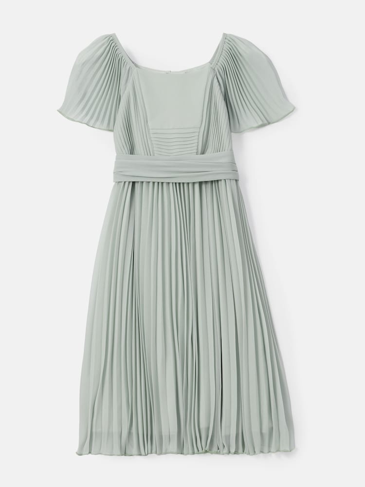Angel & Rocket Green Pleated Ballerina Occasion Bow Dress - Image 4 of 6