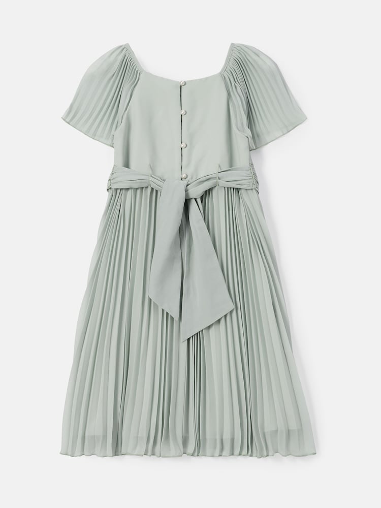 Angel & Rocket Green Pleated Ballerina Occasion Bow Dress - Image 5 of 6