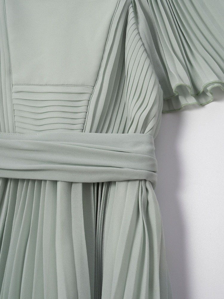 Angel & Rocket Green Pleated Ballerina Occasion Bow Dress - Image 6 of 6